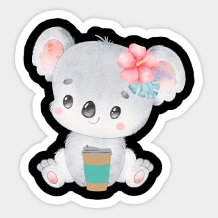 Cute Koala Drinking Coffee Koala Drinks Coffee First Sleepy cat I need coffee addict Sticker